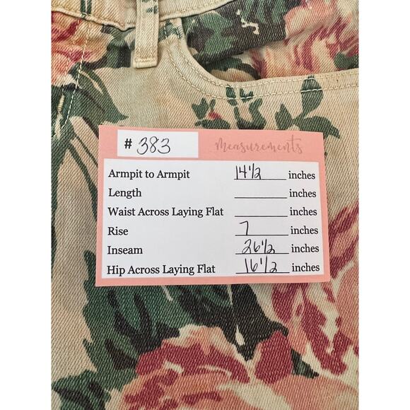 Current Elliott Ivory Floral Straight Skinny Low Rise Stretch Jeans Size 25-0 - Picture 10 of 10